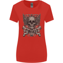 Heavy Metal Skull Rock Music Guitar Biker Womens Wider Cut T-Shirt Red