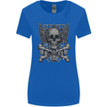 Heavy Metal Skull Rock Music Guitar Biker Womens Wider Cut T-Shirt Royal Blue