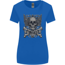 Heavy Metal Skull Rock Music Guitar Biker Womens Wider Cut T-Shirt Royal Blue