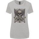 Heavy Metal Skull Rock Music Guitar Biker Womens Wider Cut T-Shirt Sports Grey