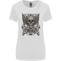 Heavy Metal Skull Rock Music Guitar Biker Womens Wider Cut T-Shirt White