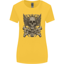 Heavy Metal Skull Rock Music Guitar Biker Womens Wider Cut T-Shirt Yellow