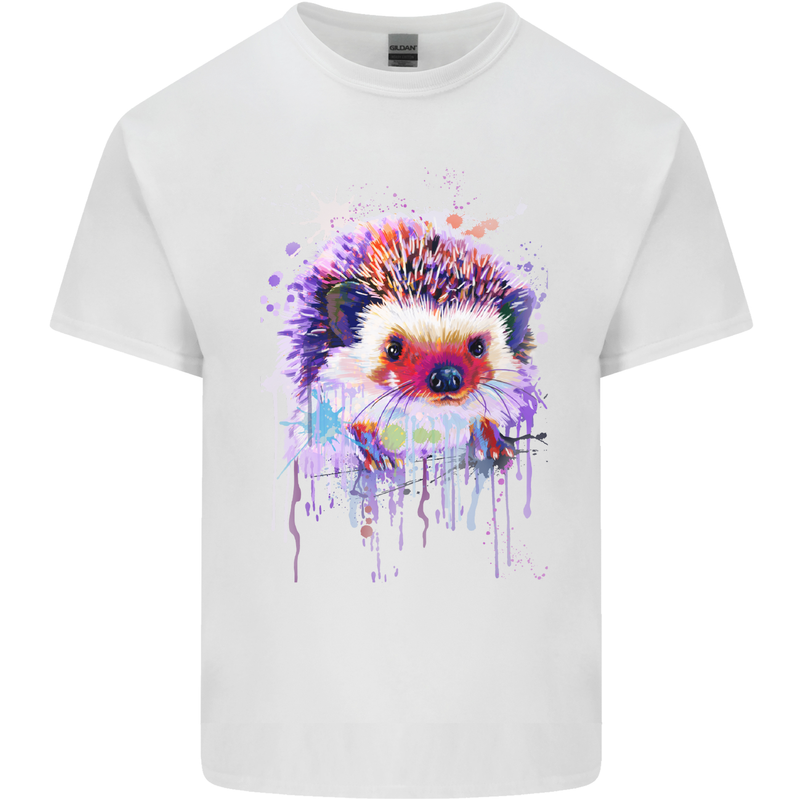 Hedgehog Watercolour Mens Cotton T-Shirt Tee Top White