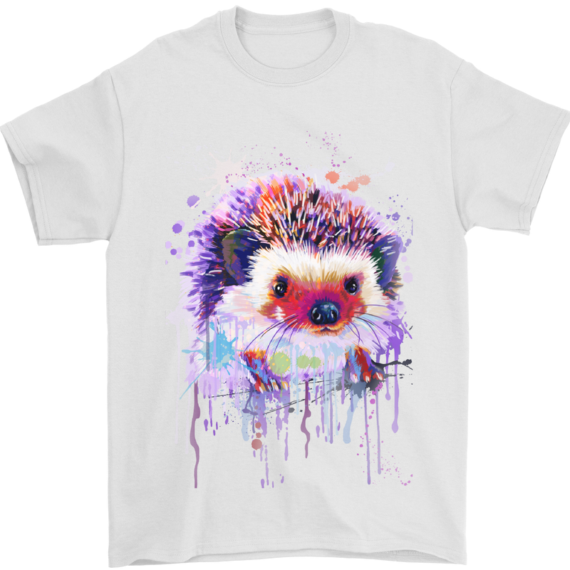 Hedgehog Watercolour Mens T-Shirt Cotton Gildan White