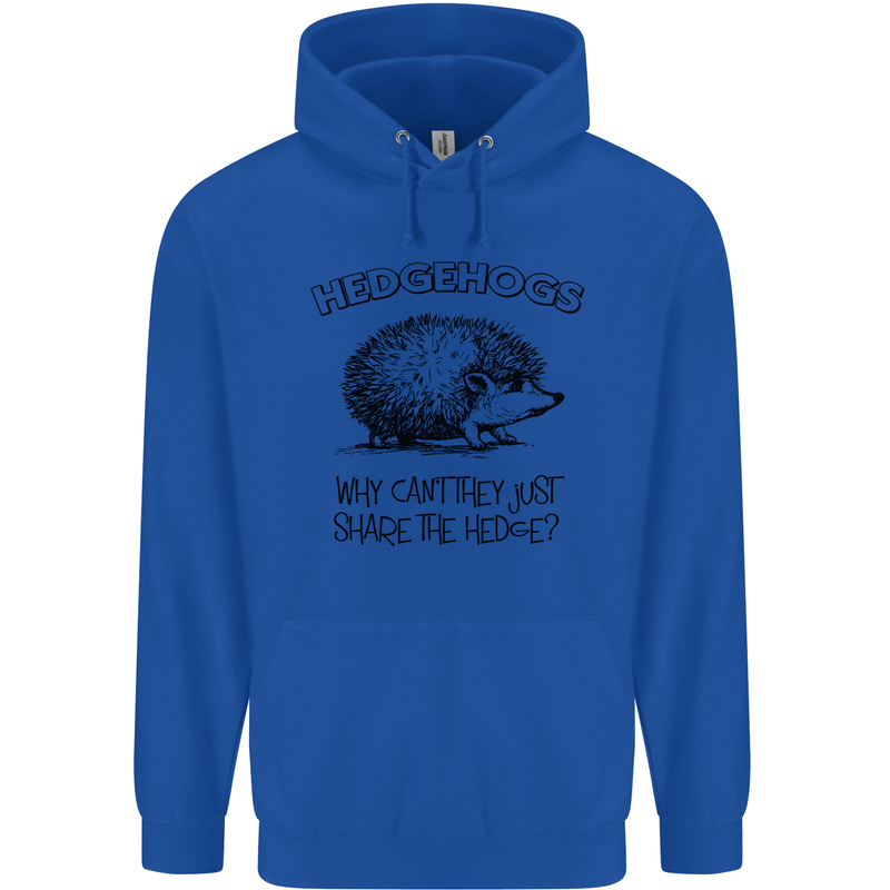 Hedgehogs Just Share the Hedge Funny Childrens Kids Hoodie Royal Blue