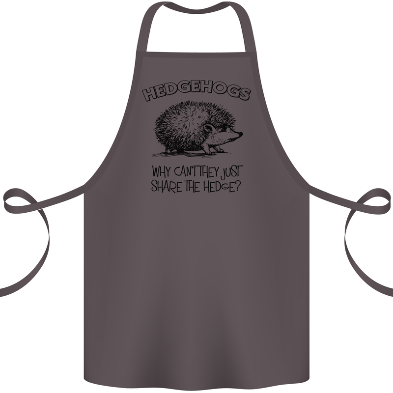 Hedgehogs Just Share the Hedge Funny Cotton Apron 100% Organic Dark Grey