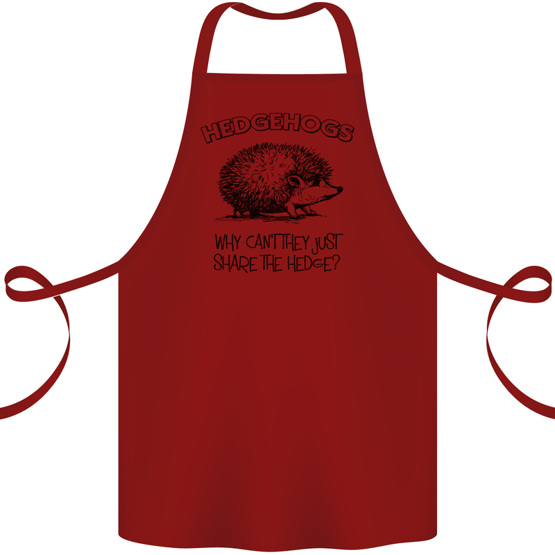 Hedgehogs Just Share the Hedge Funny Cotton Apron 100% Organic Maroon