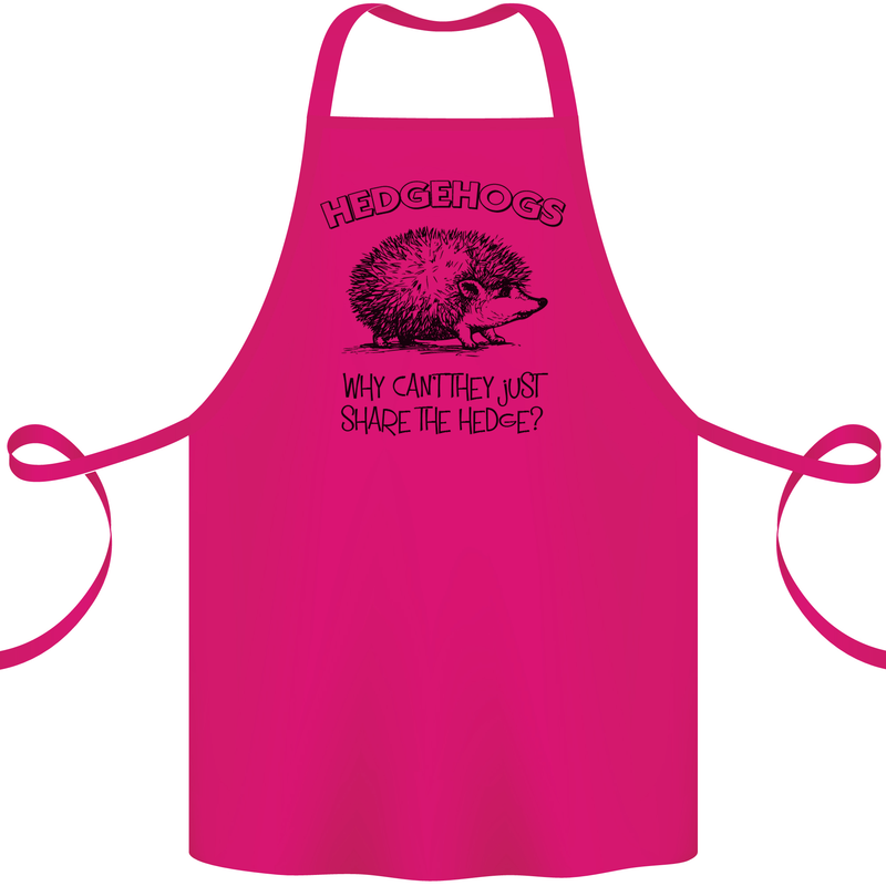 Hedgehogs Just Share the Hedge Funny Cotton Apron 100% Organic Pink