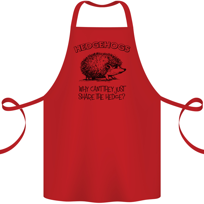 Hedgehogs Just Share the Hedge Funny Cotton Apron 100% Organic Red