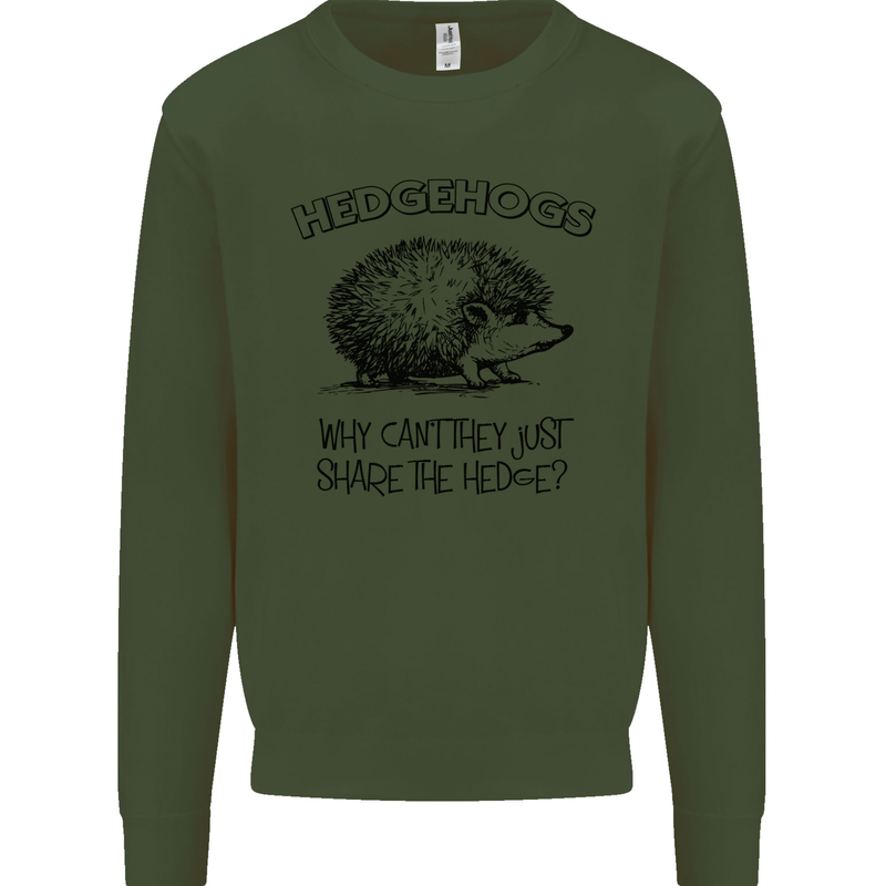 Hedgehogs Just Share the Hedge Funny Kids Sweatshirt Jumper Forest Green