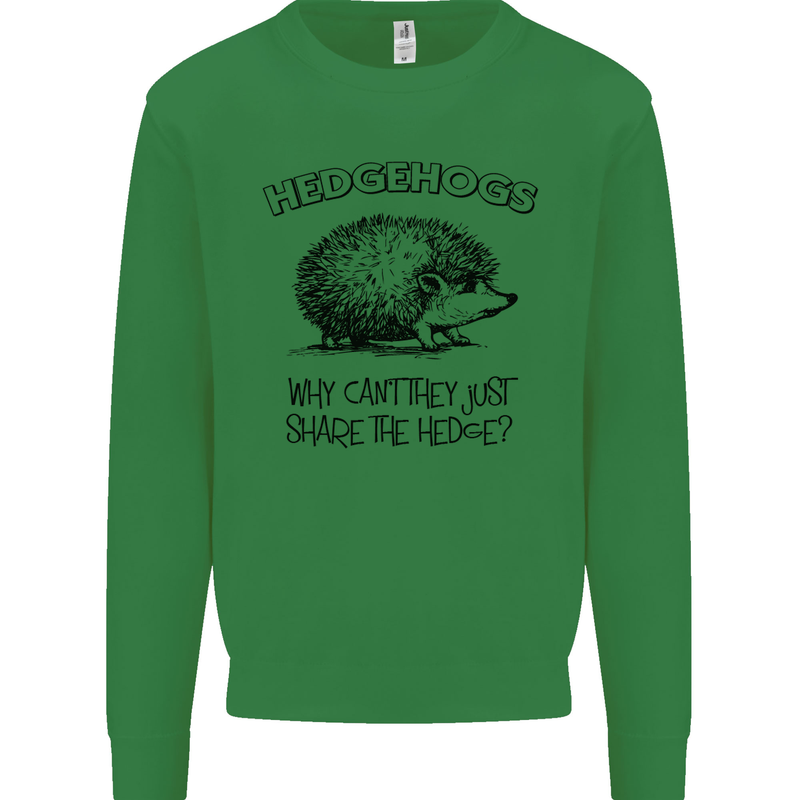Hedgehogs Just Share the Hedge Funny Kids Sweatshirt Jumper Irish Green
