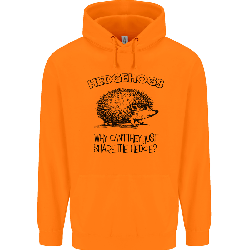Hedgehogs Just Share the Hedge Funny Mens 80% Cotton Hoodie Orange