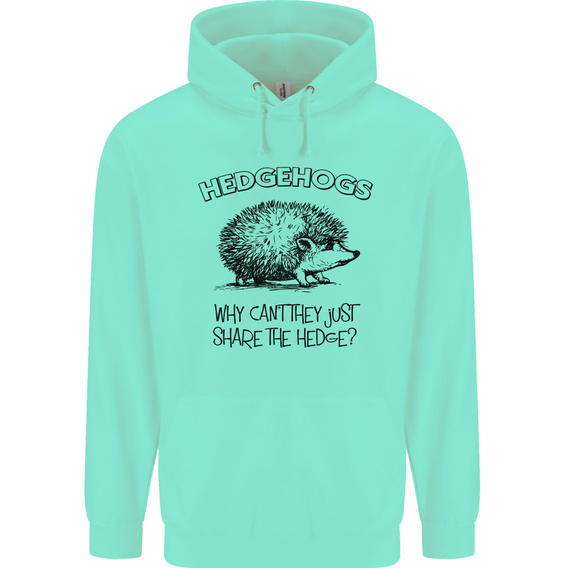 Hedgehogs Just Share the Hedge Funny Mens 80% Cotton Hoodie Peppermint