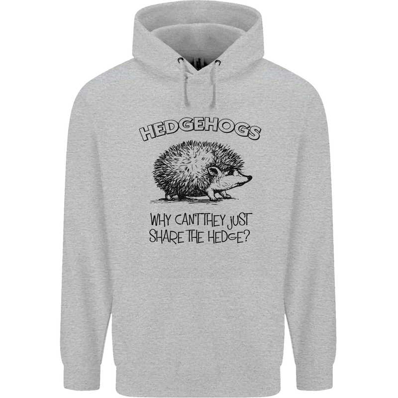 Hedgehogs Just Share the Hedge Funny Mens 80% Cotton Hoodie Sports Grey
