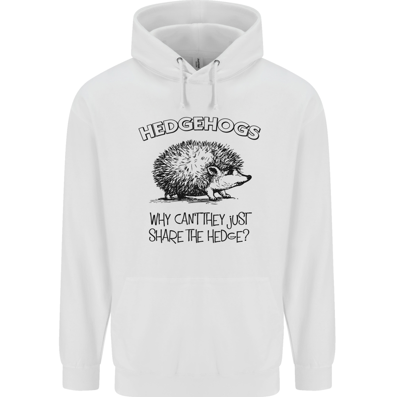 Hedgehogs Just Share the Hedge Funny Mens 80% Cotton Hoodie White