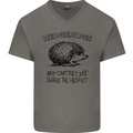 Hedgehogs Just Share the Hedge Funny Mens V-Neck Cotton T-Shirt Charcoal