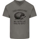 Hedgehogs Just Share the Hedge Funny Mens V-Neck Cotton T-Shirt Charcoal