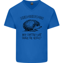 Hedgehogs Just Share the Hedge Funny Mens V-Neck Cotton T-Shirt Royal Blue