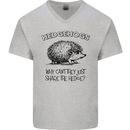 Hedgehogs Just Share the Hedge Funny Mens V-Neck Cotton T-Shirt Sports Grey
