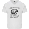 Hedgehogs Just Share the Hedge Funny Mens V-Neck Cotton T-Shirt White