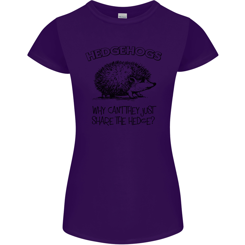 Hedgehogs Just Share the Hedge Funny Womens Petite Cut T-Shirt Purple