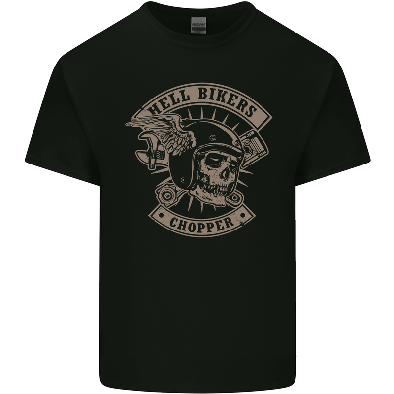 Hell Bikers Chopper Biker Skull Motorcycle Mens Cotton T-Shirt Tee Top Black