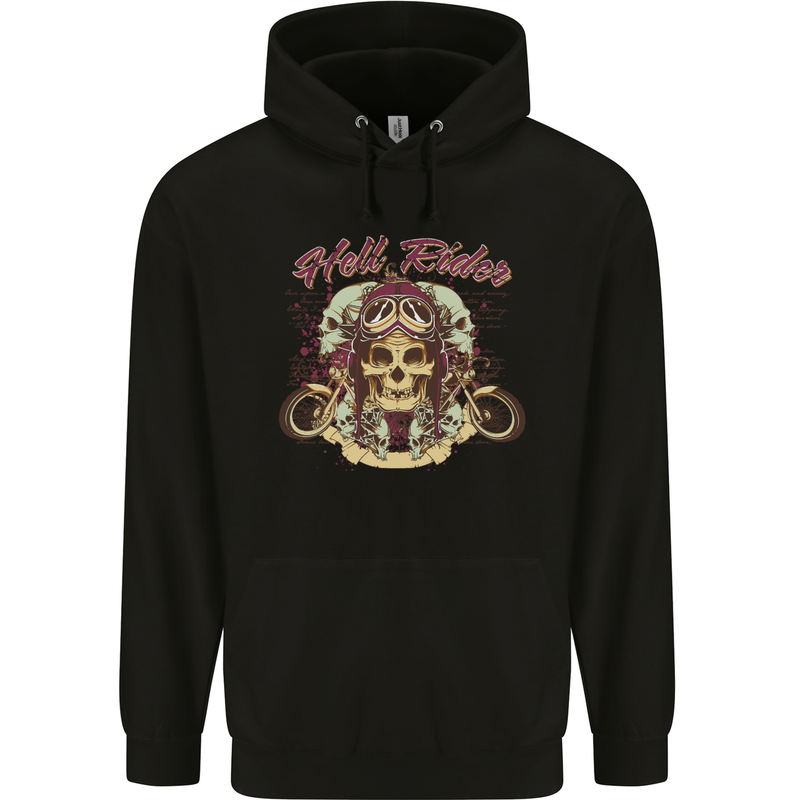 Hell Riders Motorcycle Motorbike Biker Childrens Kids Hoodie Black