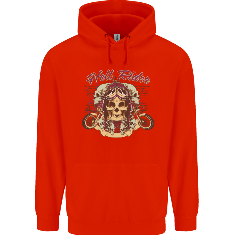 Hell Riders Motorcycle Motorbike Biker Childrens Kids Hoodie Bright Red