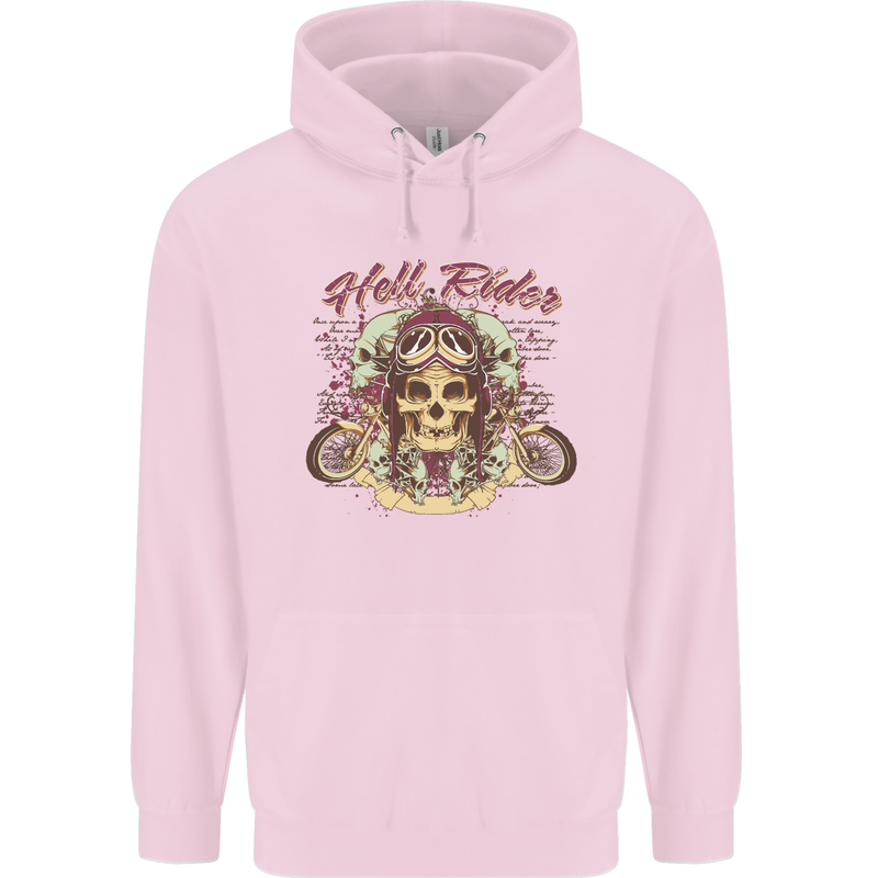 Hell Riders Motorcycle Motorbike Biker Childrens Kids Hoodie Light Pink