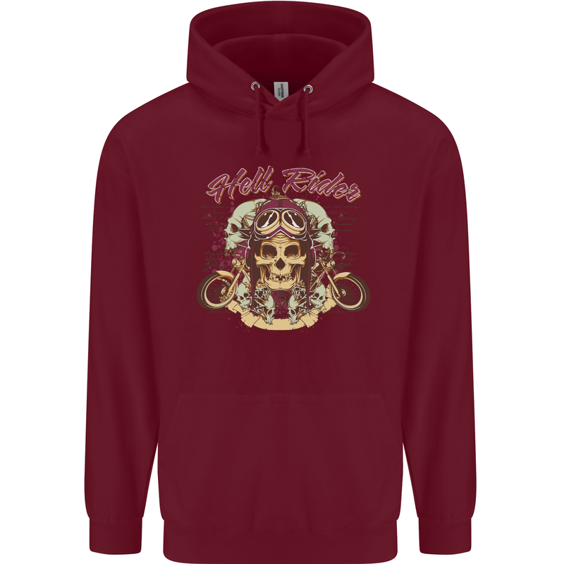 Hell Riders Motorcycle Motorbike Biker Childrens Kids Hoodie Maroon