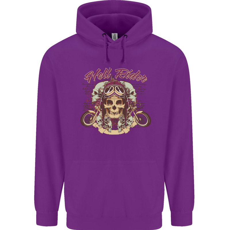 Hell Riders Motorcycle Motorbike Biker Childrens Kids Hoodie Purple