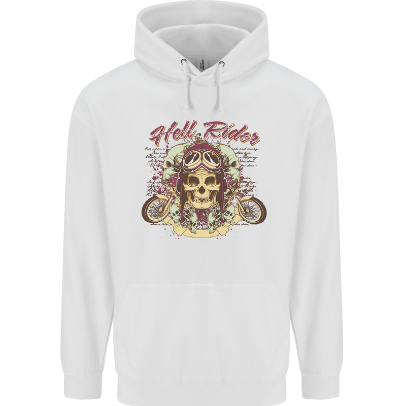 Hell Riders Motorcycle Motorbike Biker Childrens Kids Hoodie White