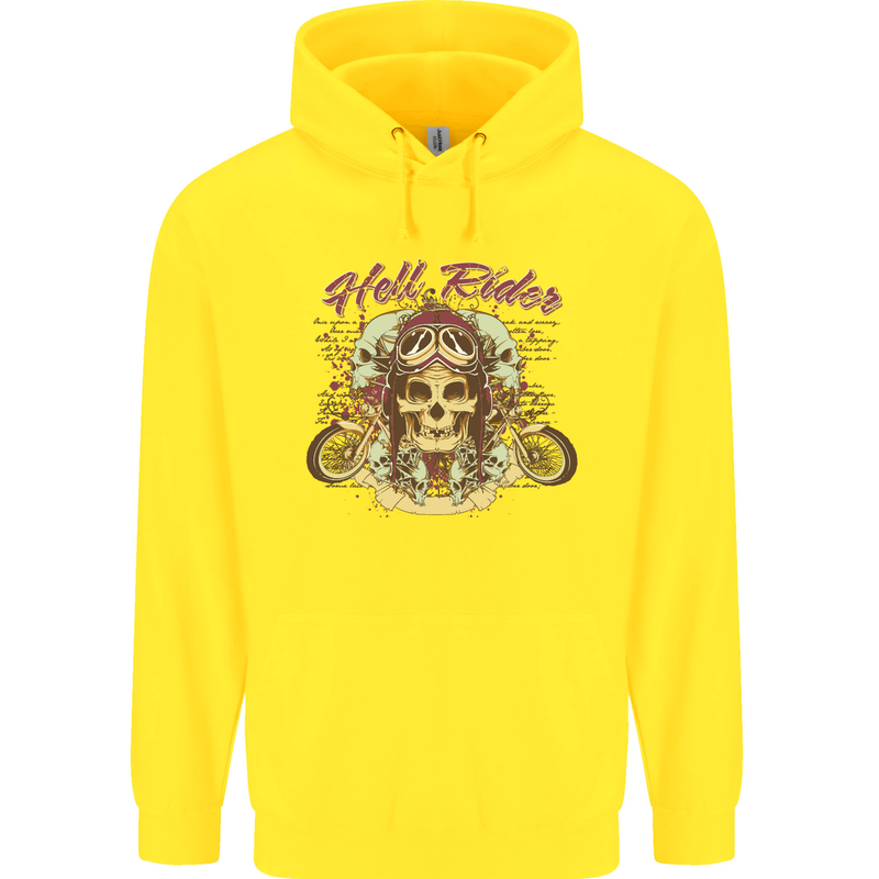 Hell Riders Motorcycle Motorbike Biker Childrens Kids Hoodie Yellow