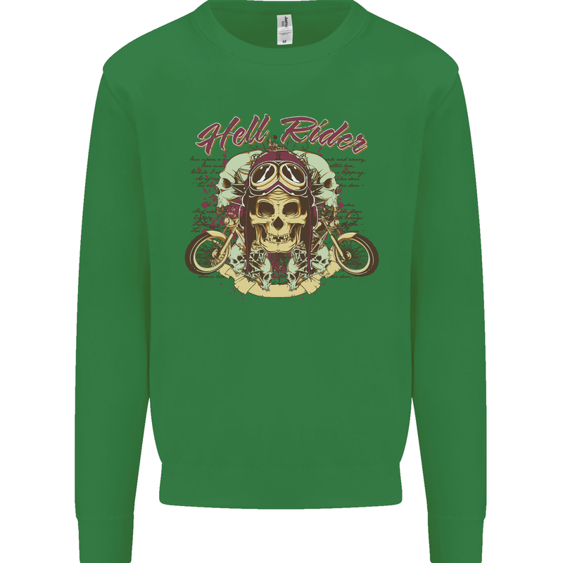 Hell Riders Motorcycle Motorbike Biker Kids Sweatshirt Jumper Irish Green
