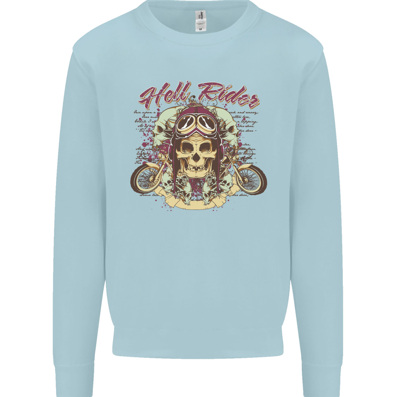 Hell Riders Motorcycle Motorbike Biker Kids Sweatshirt Jumper Light Blue