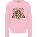 Hell Riders Motorcycle Motorbike Biker Kids Sweatshirt Jumper Light Pink
