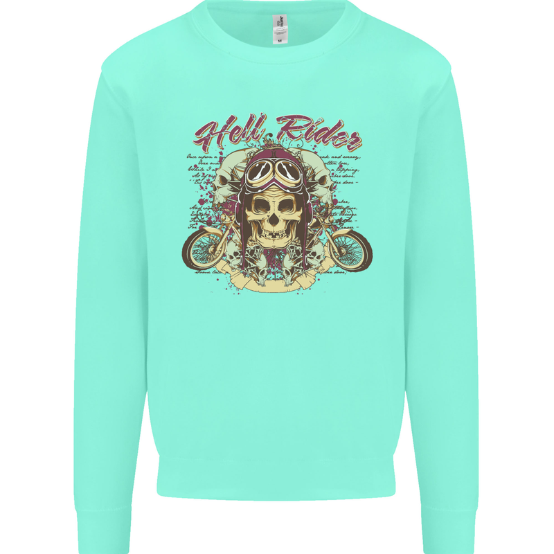 Hell Riders Motorcycle Motorbike Biker Kids Sweatshirt Jumper Peppermint