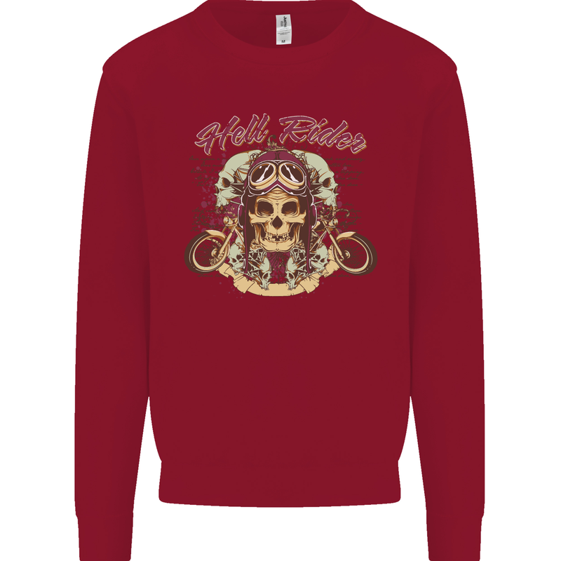 Hell Riders Motorcycle Motorbike Biker Kids Sweatshirt Jumper Red