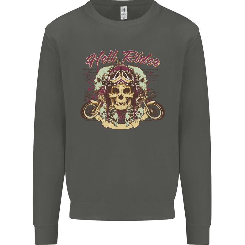Hell Riders Motorcycle Motorbike Biker Kids Sweatshirt Jumper Storm Grey