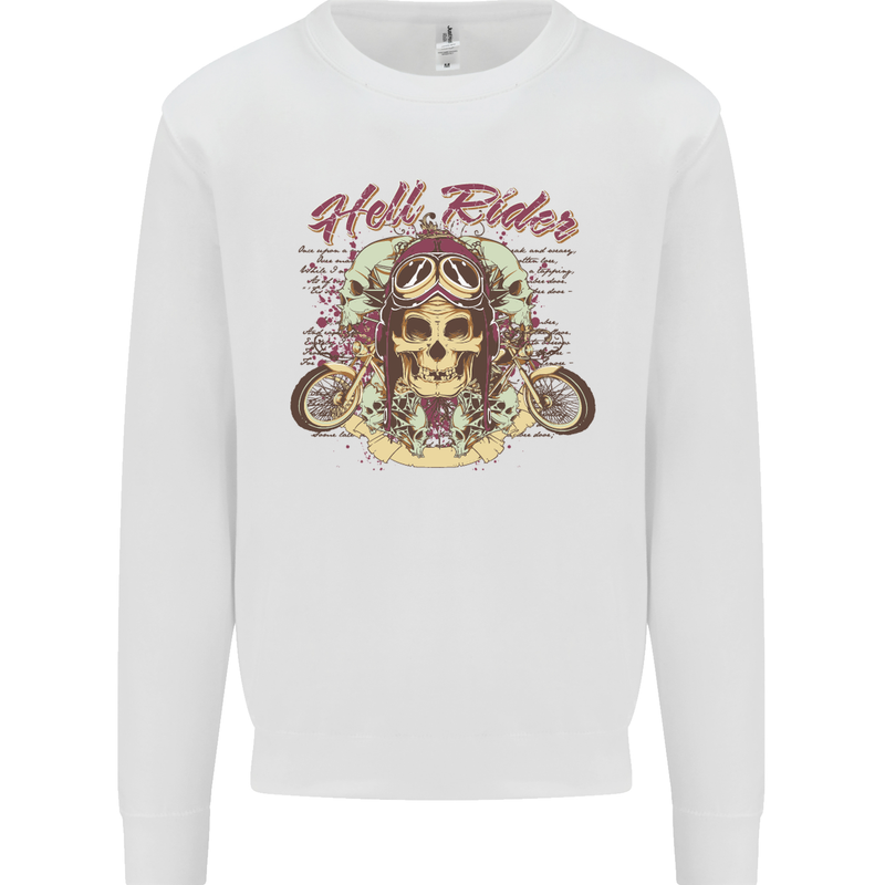 Hell Riders Motorcycle Motorbike Biker Kids Sweatshirt Jumper White