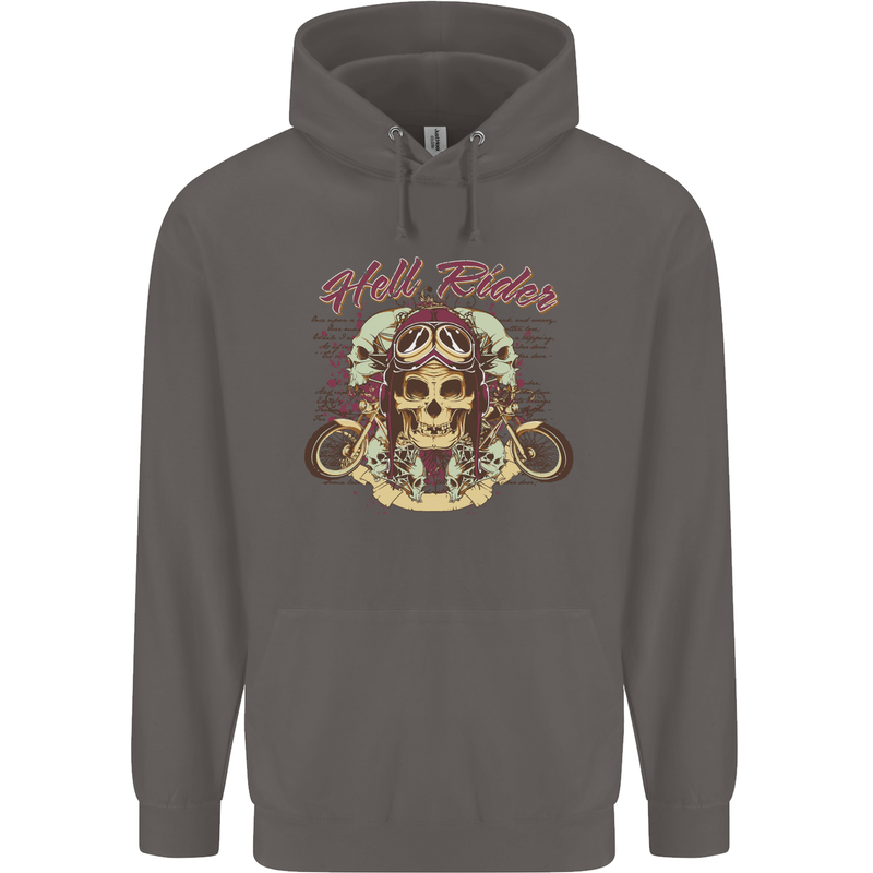 Hell Riders Motorcycle Motorbike Biker Mens 80% Cotton Hoodie Charcoal
