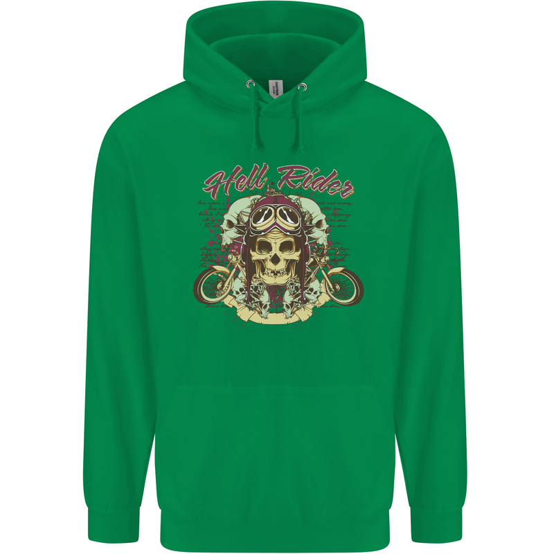 Hell Riders Motorcycle Motorbike Biker Mens 80% Cotton Hoodie Irish Green