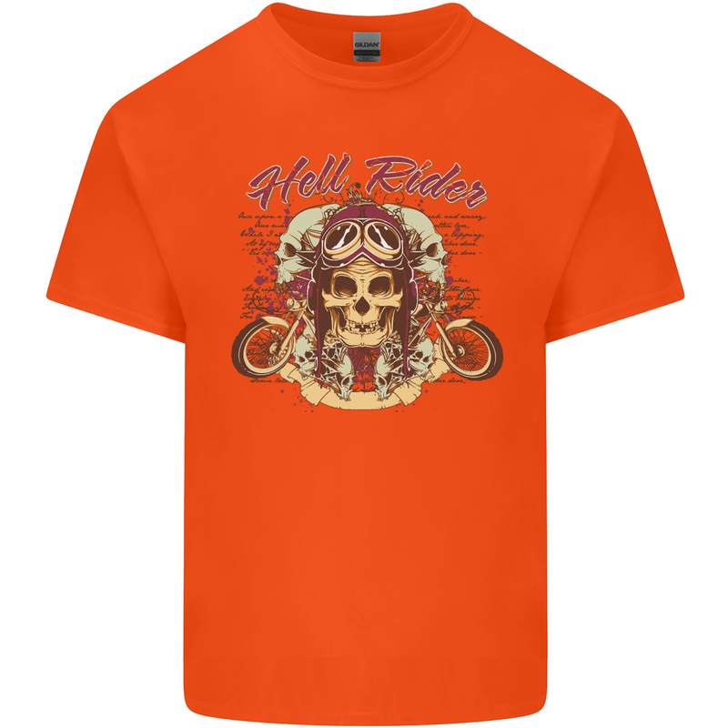 Hell Riders Motorcycle Motorbike Biker Mens Cotton T-Shirt Tee Top Orange