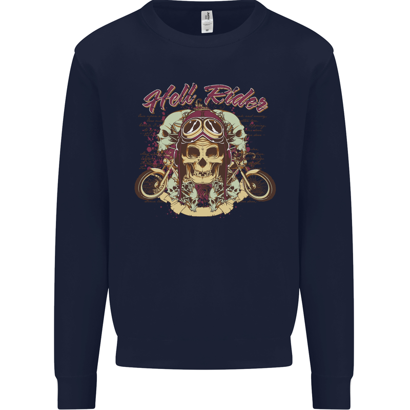 Hell Riders Motorcycle Motorbike Biker Mens Sweatshirt Jumper Navy Blue