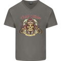 Hell Riders Motorcycle Motorbike Biker Mens V-Neck Cotton T-Shirt Charcoal