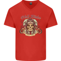 Hell Riders Motorcycle Motorbike Biker Mens V-Neck Cotton T-Shirt Red