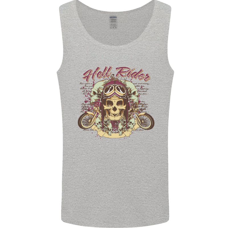 Hell Riders Motorcycle Motorbike Biker Mens Vest Tank Top Sports Grey