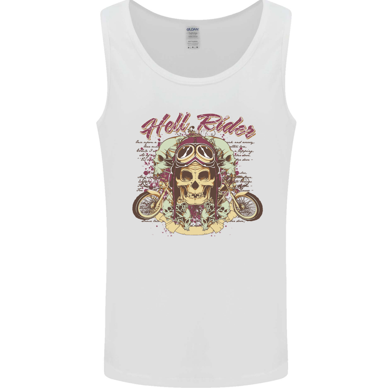 Hell Riders Motorcycle Motorbike Biker Mens Vest Tank Top White