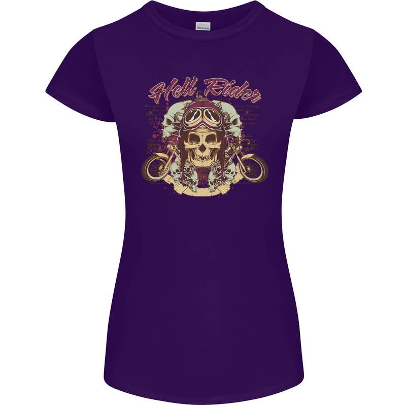 Hell Riders Motorcycle Motorbike Biker Womens Petite Cut T-Shirt Purple