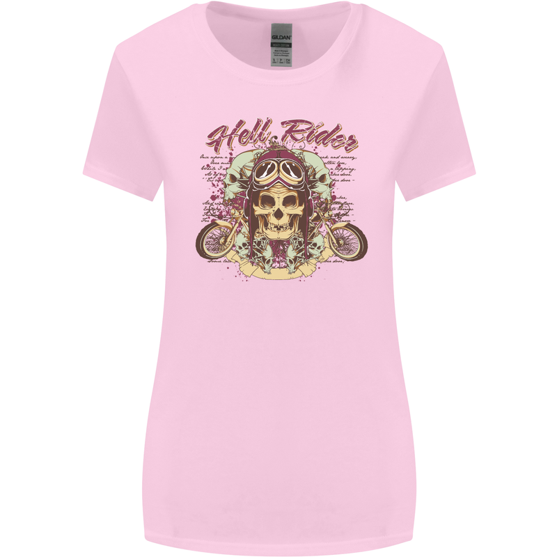 Hell Riders Motorcycle Motorbike Biker Womens Wider Cut T-Shirt Light Pink